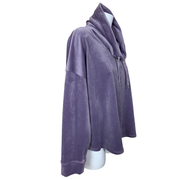 Calvin Klein Performance Purple Velour Drawstring Cowl Neck Sweatshirt XL - Picture 3 of 10